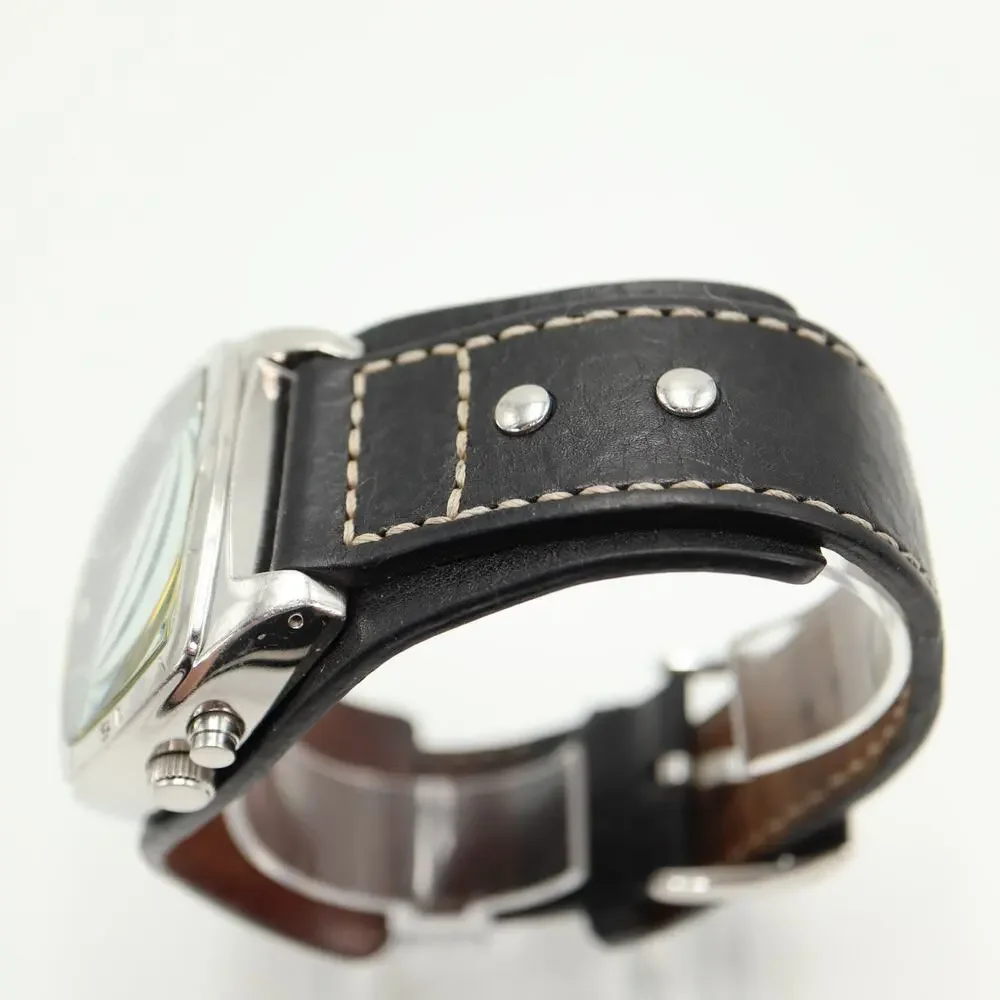 Fossil Kaleido Mens Red Orange Color Change 41mm Watch Black Leather New Battery
